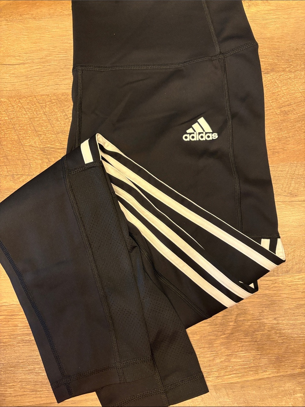adidas Black Leggings with White Three-Stripe Detail Training Legging